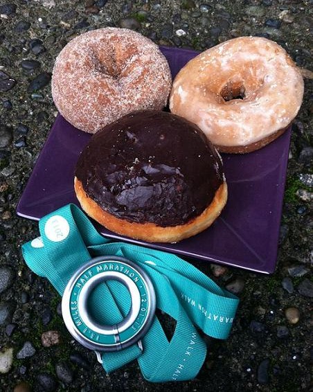 Vegan donuts to refuel after half marathons. 