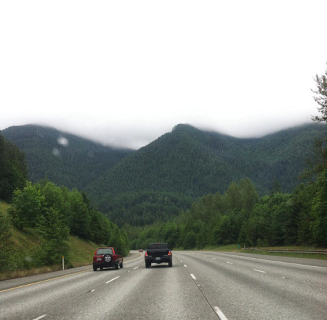 Driving to the mountain, thick cloud cover...no bueno.