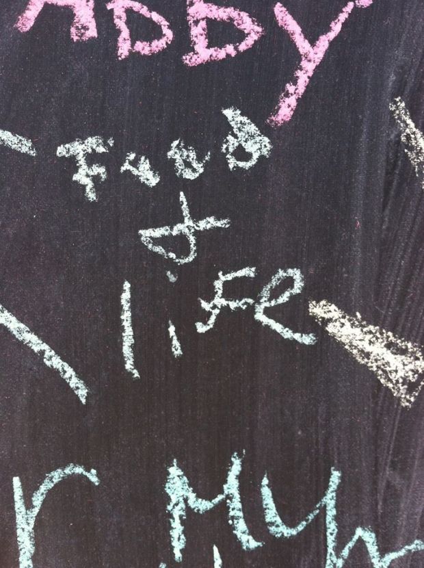 My addition to the "I run because" board. I run for food, and for a healthy life...full of food. 