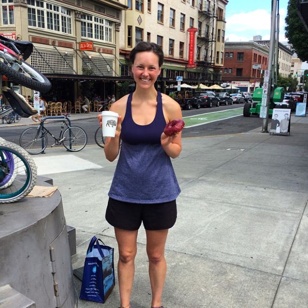 I was caught trying to take a photo of my donut and coffee when someone asked if I wanted my picture taken with them. 